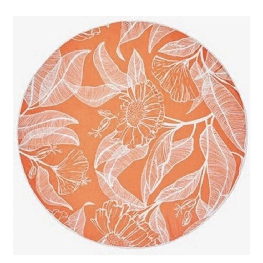 Summer & Rose Roundie Towel 57in 100% Polyester Orange Floral Recycled Material